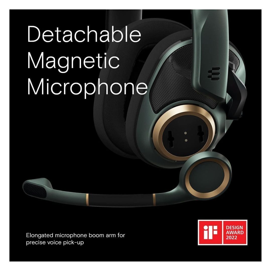 EPOS H6PRO Open Acoustic Gaming Headset with Mic, Cushioned Headband, and Magnetic Boom Arm (Green)