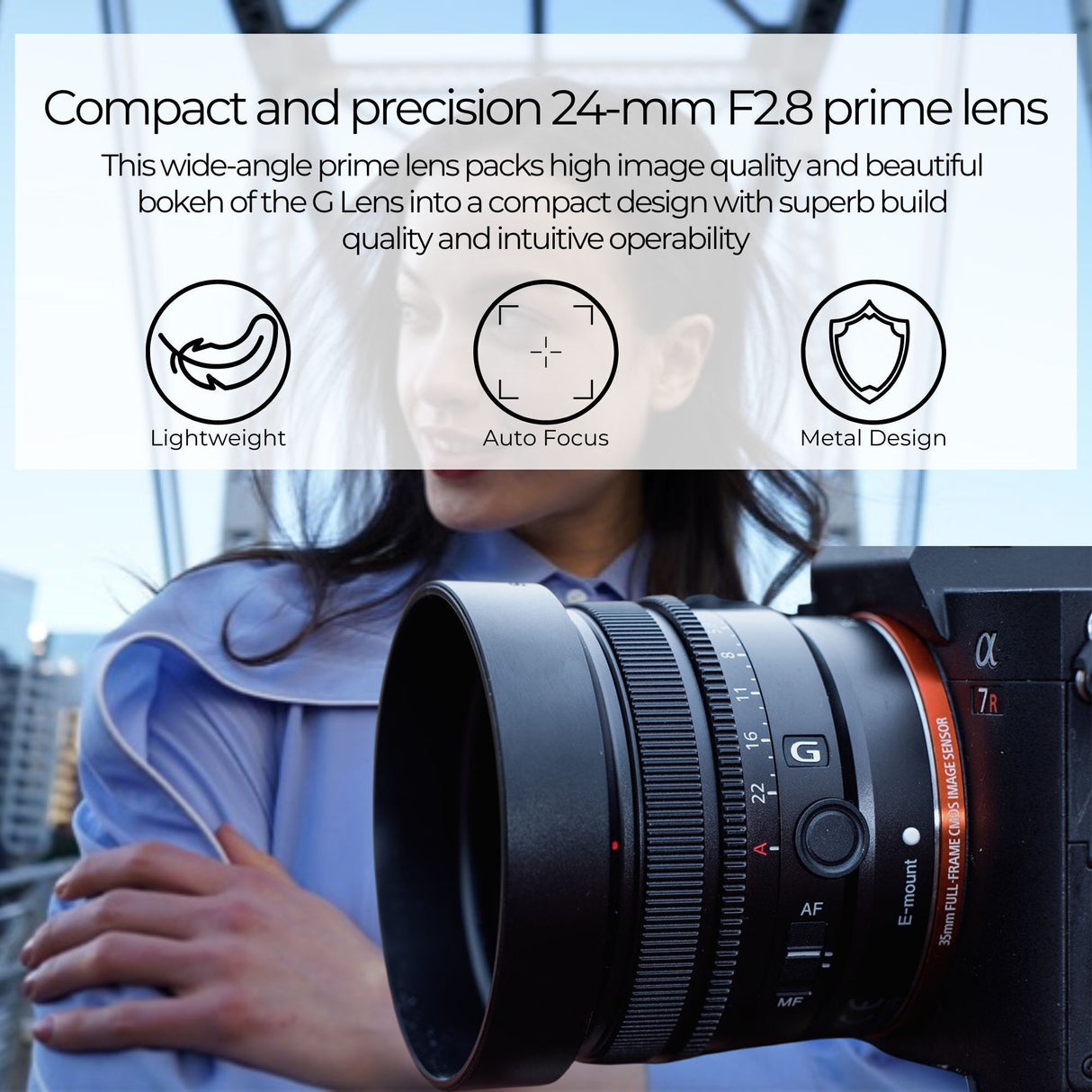 Sony FE 24mm f/2.8 G Full-Frame G Series Lens with Editing Software, 64GB Memory Card Bundle
