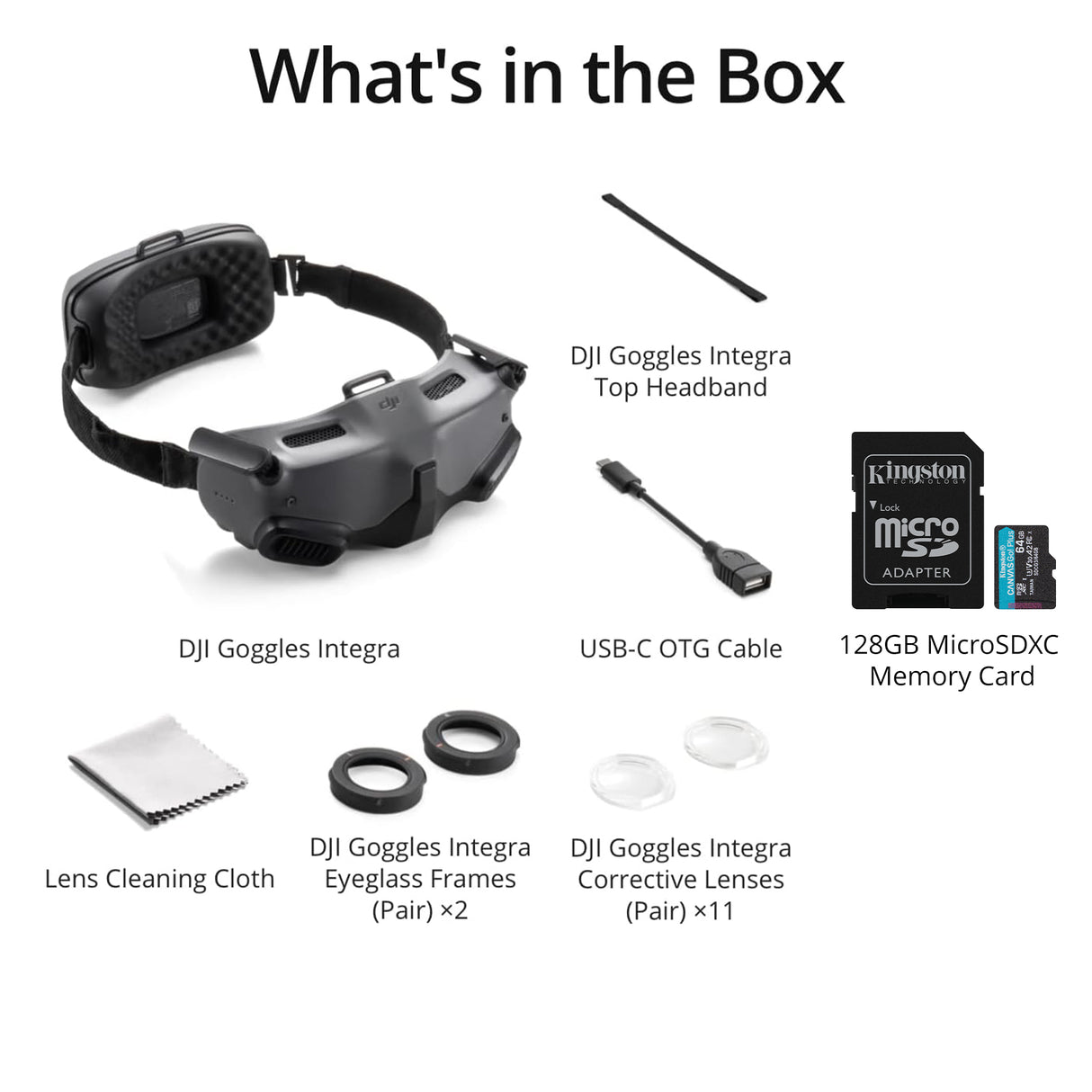 DJI Goggles Integra with  64GB MicroSDXC Card Bundle - Goggles with Two 100Hz HD Micro-OLED Displays