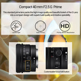 Sony SEL40F25G FE 40mm f/2.5 G Full-Frame G Lens with Editing Software, 64GB Memory Card Bundle