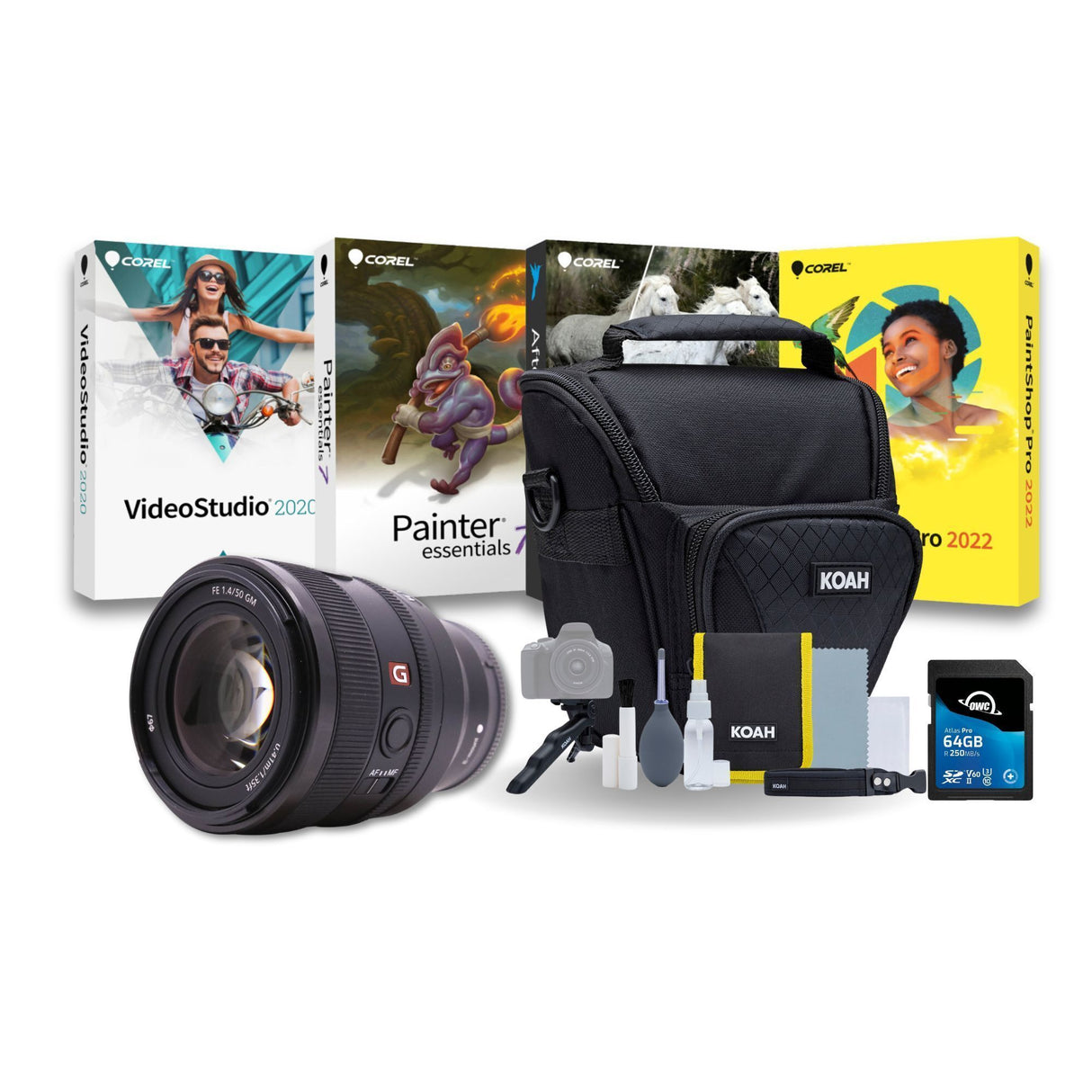 Sony FE 50mm f/1.2 GM Full-Frame G Master Lens with Editing Software, 64GB Memory Card Bundle