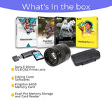 Sony E 50mm f/1.8 OSS Prime Lens (Black) with Editing Software, 64GB Memory Card, and Accessories
