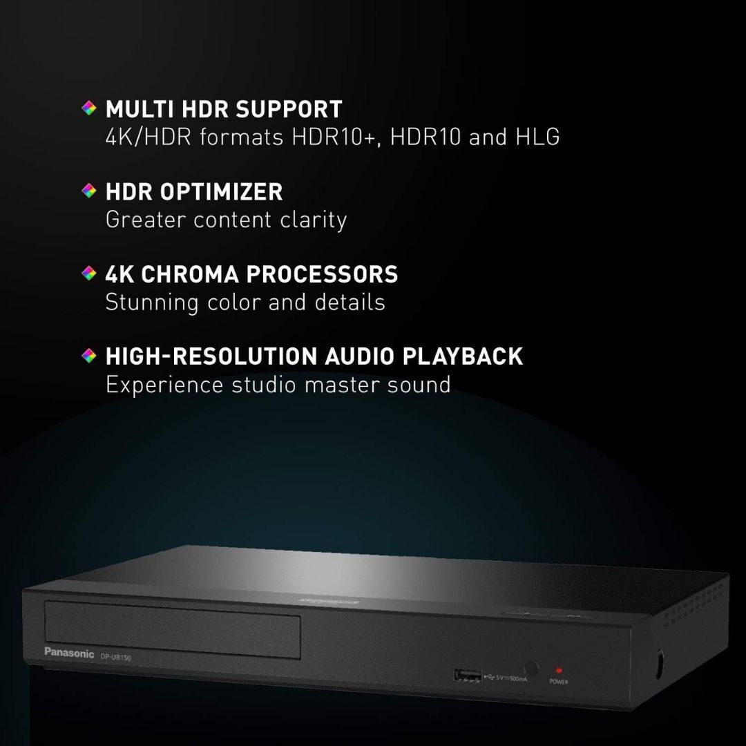 Panasonic DP-UB150-K 4K Ultra HD Blu-ray Player, HDR10+ (Black) (Certified Refurbished)