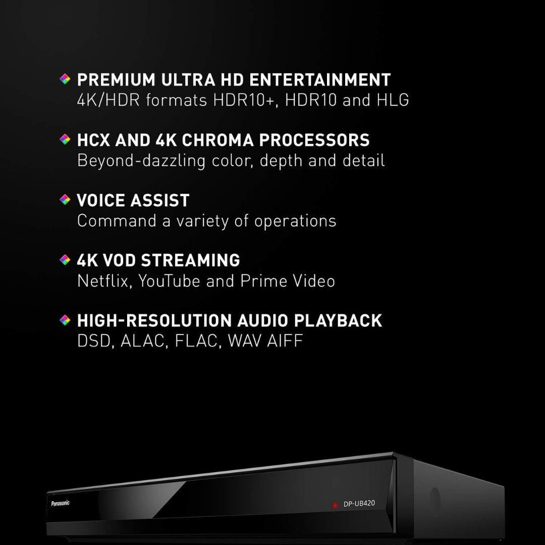 Panasonic DP-UB420-K 4K Ultra HD Blu-ray Player, HDR10+, Hi-Res Audio (Black) (Certified Refurbished)