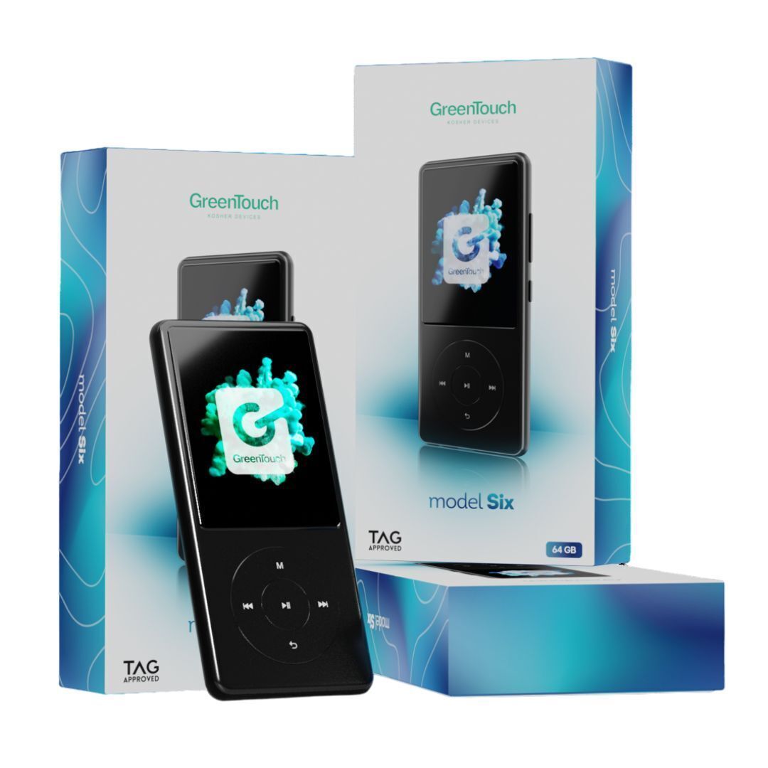 GreenTouch SIX 64GB Kosher MP3 Player with Bluetooth, Touch Buttons, and Built-In Speaker (Black)