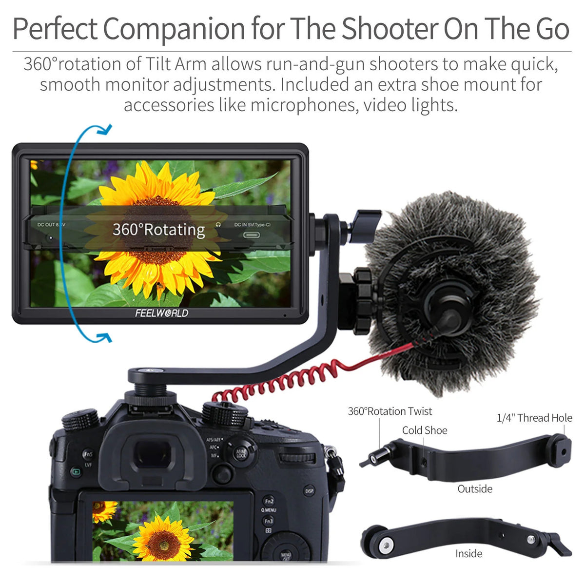 FeelWorld FW568 V3 6-Inch IPS 4K HDMI On-Camera Monitor with Cleaning Kit, and HDMI Cable