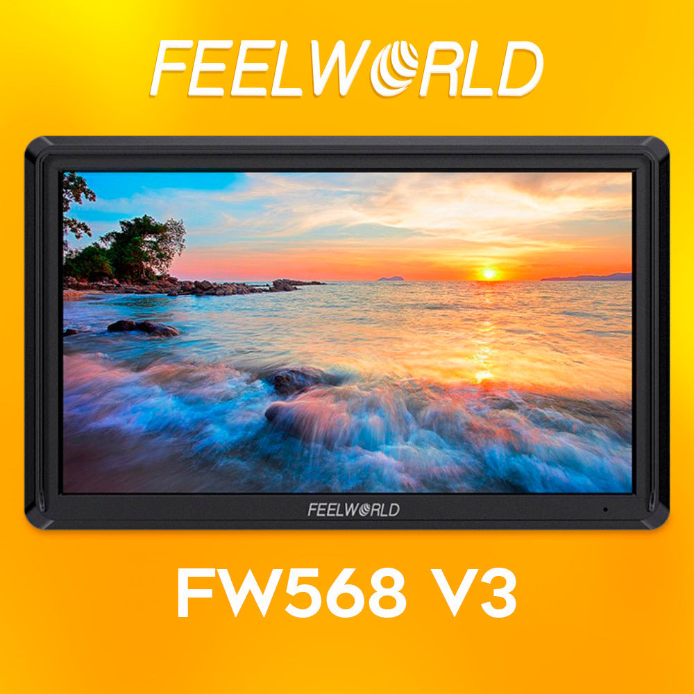 FeelWorld FW568 V3 6-Inch IPS 4K HDMI On-Camera Monitor with Cleaning Kit, and HDMI Cable