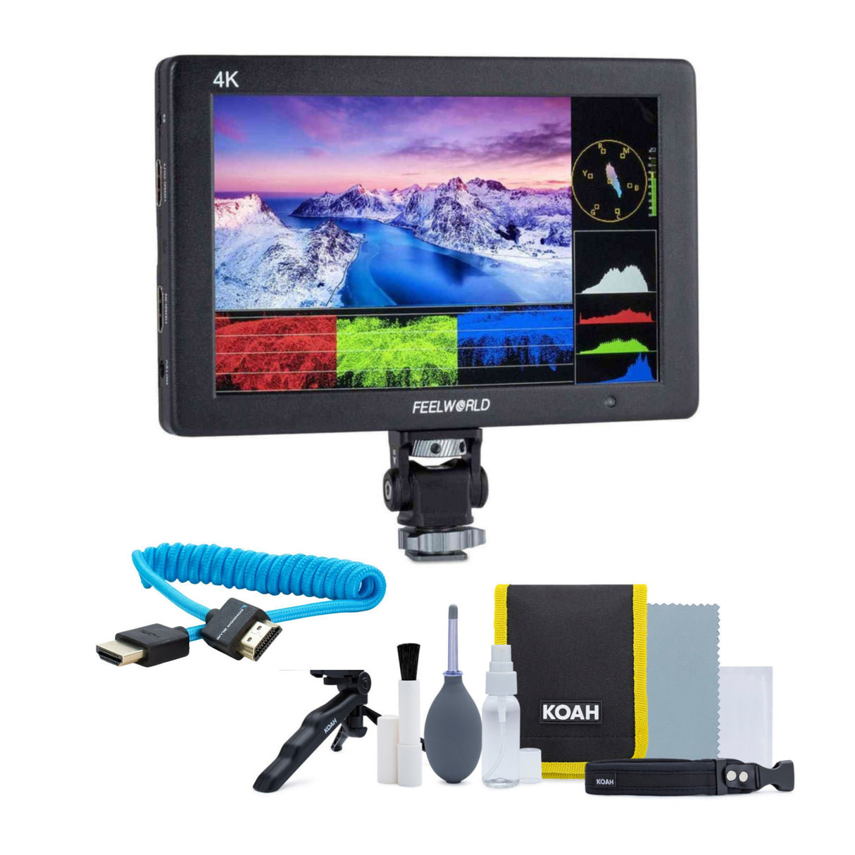 FeelWorld T7 Plus V2 7" IPS On-Camera Monitor with Cleaning Kit, and Full HDMI Cable