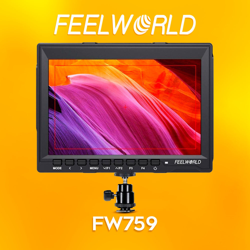 FeelWorld FW759 7" IPS On-Camera Monitor Monitor with Cleaning Kit, and HDMI Cable