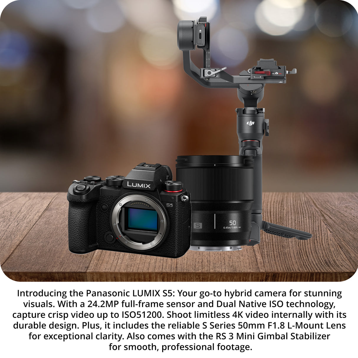 Panasonic LUMIX S5 4K Mirrorless Full-Frame L-Mount Camera with S 50mm f/1.8 Lens and Gimbal
