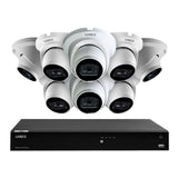Lorex 4K 16-Camera Capable (Wired or Fusion Wi-Fi) 4TB Wired NVR with 8 IP Dome Cameras (White)