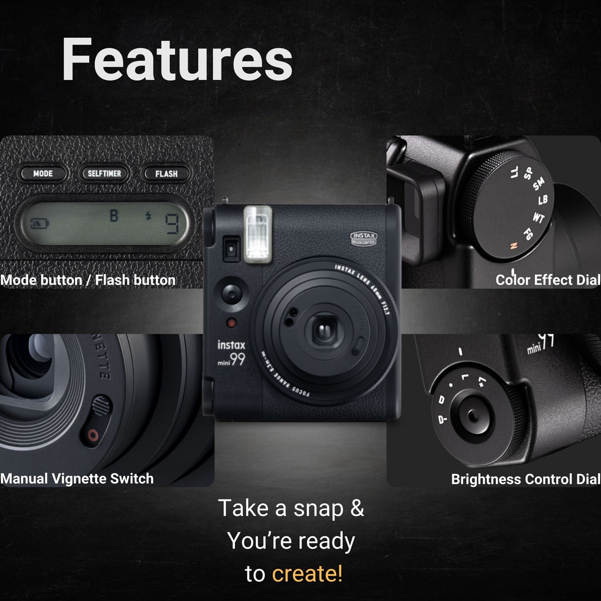 Fujifilm INSTAX MINI 99 Premium Analog Instant Camera with 20 Exposures Films, and Accessories