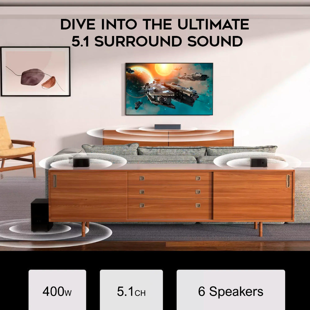 Ultimea Poseidon D50 5.1 Soundbar with (2-pack) 6 Ft. HDMI Cables bundle