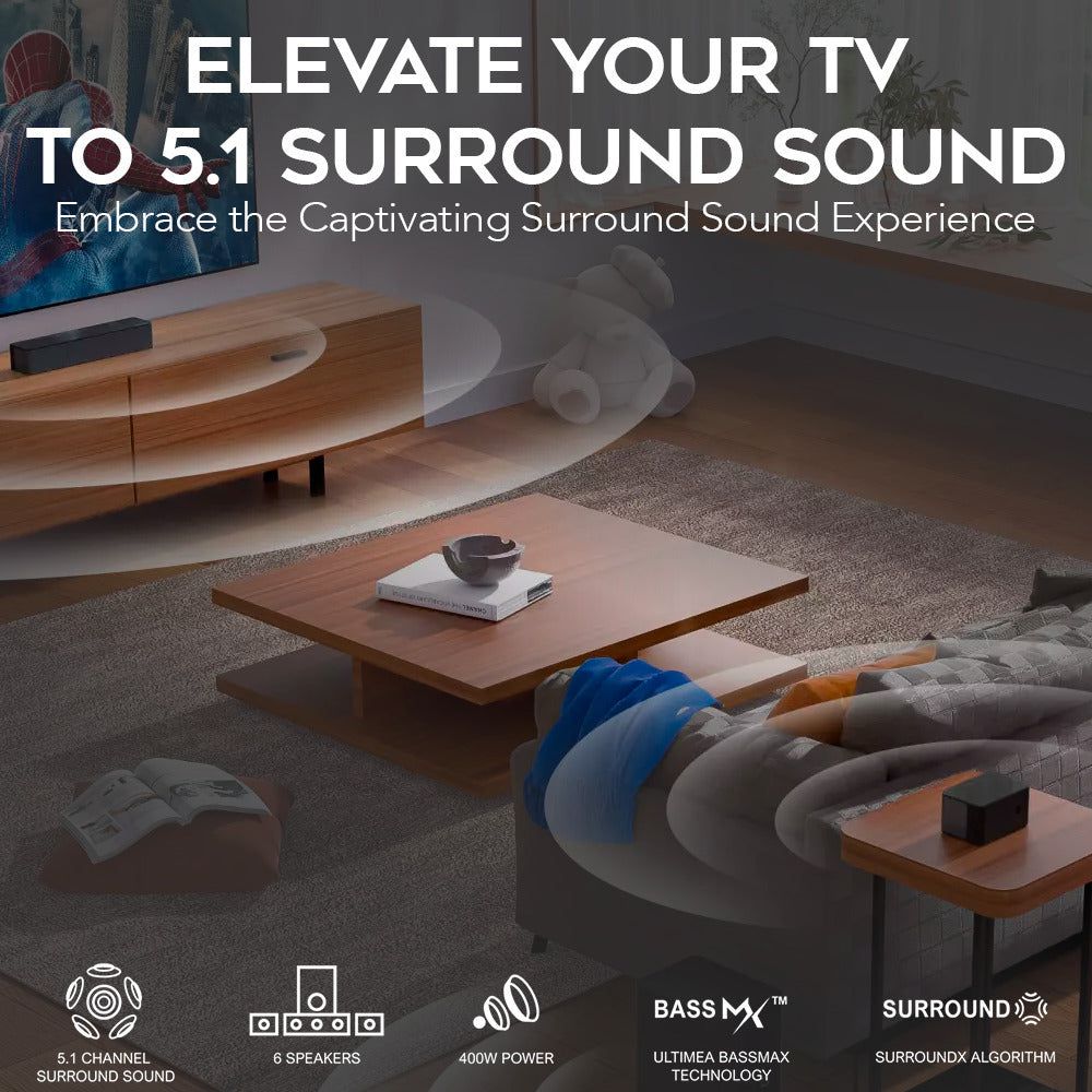 Ultimea Poseidon D50 5.1 Soundbar with (2-pack) 6 Ft. HDMI Cables bundle