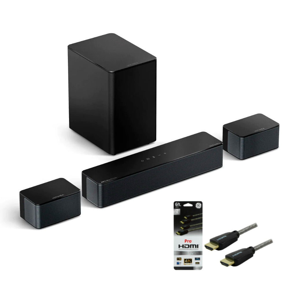 Ultimea Poseidon D60 5.1 Dolby Atmos Soundbar with (2-pack) 6 Ft. HDMI Cables bundle