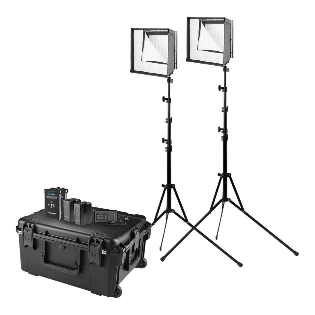 Westcott 1 x 1-Feet Flex Cine Bi-Color LED 2-Light Travel Kit with Mini V-Mount Batteries