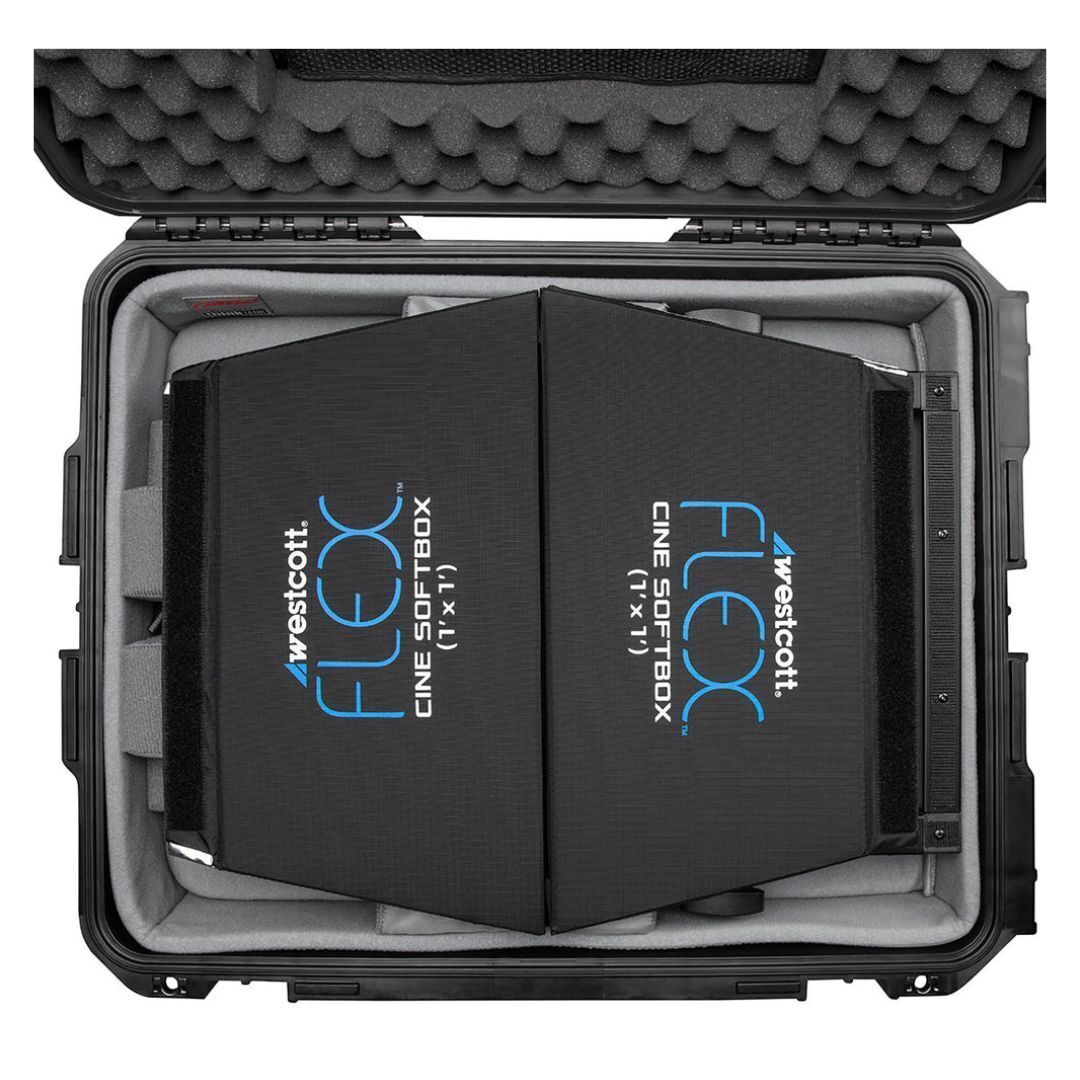 Westcott 1 x 1-Feet Flex Cine Bi-Color LED 2-Light Travel Kit with Mini V-Mount Batteries