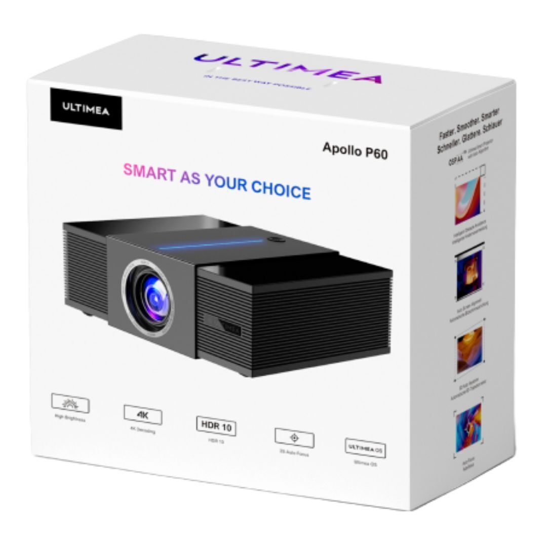 ULTIMEA Apollo P60 4K Projector with Auto Focus, 6D Auto-Keystones and 30W DSP Speakers