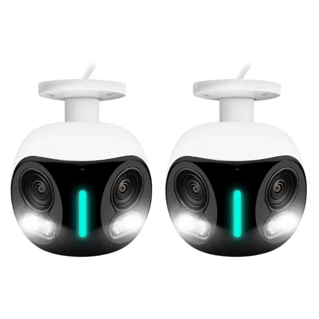 Lorex H20 - 4K IP Wired Dual Lens Security Camera with Smart Security Lighting Bundle (2-Pack)