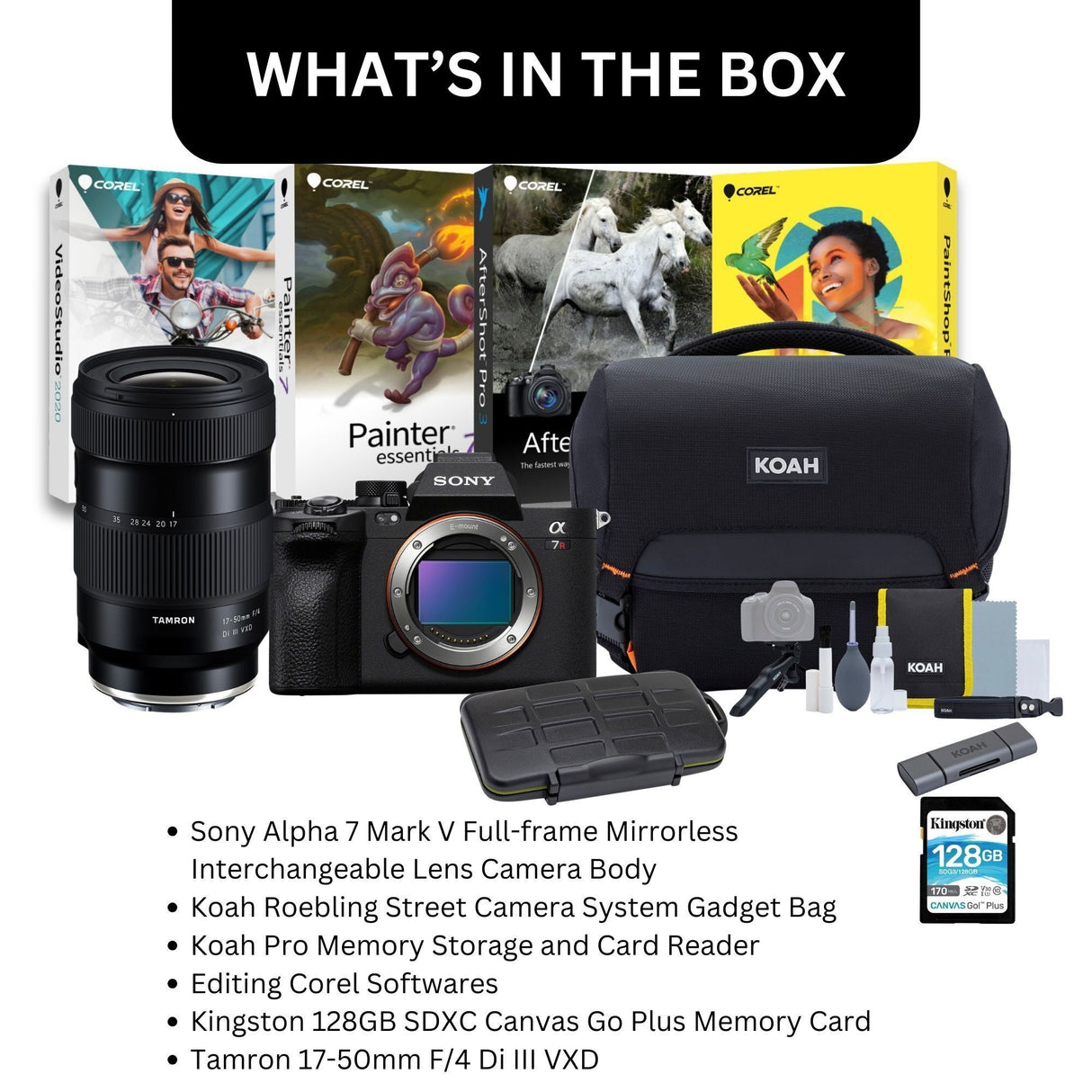 Sony Alpha 7 Mark V Full-frame Mirrorless Camera with Editing Software, 17-50mm Lens Bundle