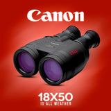 Canon 18x50 IS All Weather Image Stabilized Binoculars with Binocular Harness and Batteries Bundle