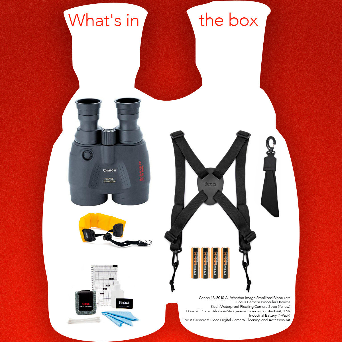 Canon 18x50 IS All Weather Image Stabilized Binoculars with Binocular Harness and Batteries Bundle