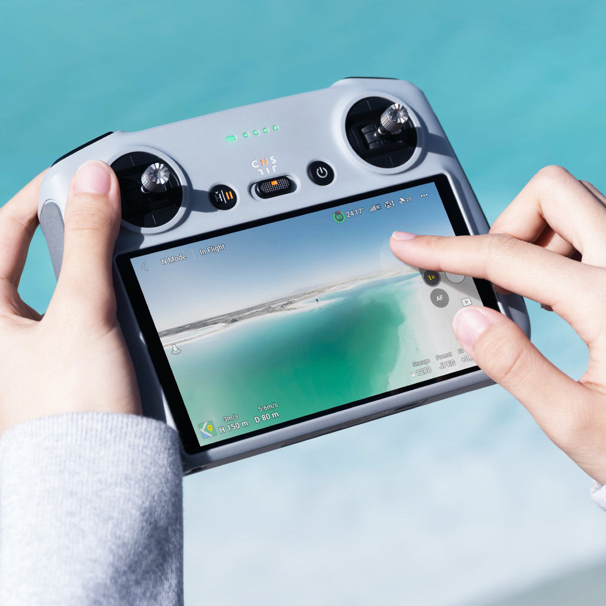 DJI RC Lightweight FHD Remote Controller for DJI Drones with 64GB SD Card, Cover, and Landing Pad