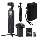 DJI Pocket 2 Compact Camera and Gimbal Creator Combo with 128GB SD Card, Case, and Spider Tripod