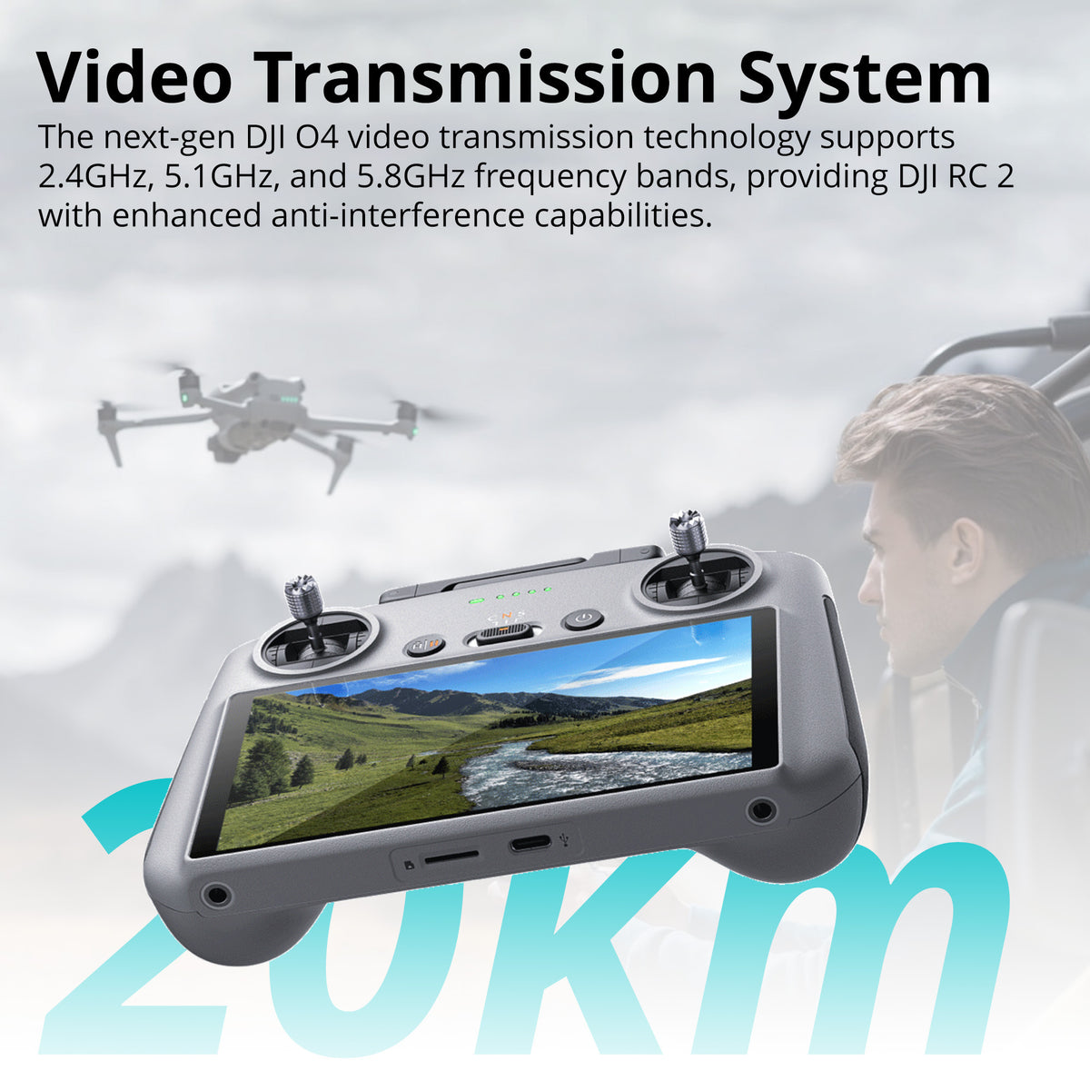 DJI RC 2 Remote Controller Remote Controller for  DJI Drones with RC2 Protector Bundle