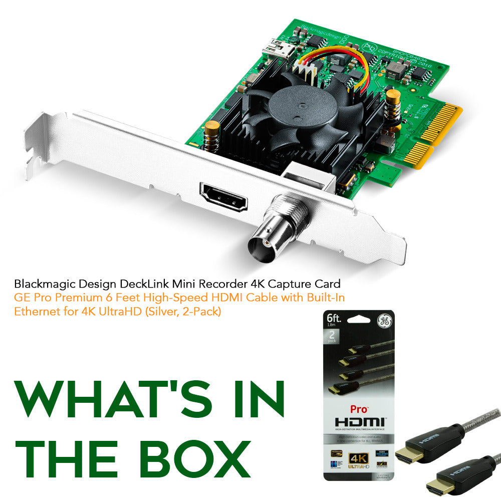 Blackmagic Design DeckLink Mini Recorder 4K Capture Card with 6 Ft. HDMI Cables