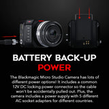 Blackmagic Design Micro Studio Camera 4K G2 Bundle with battery, 6' 4K HDMI cable, and cable ties