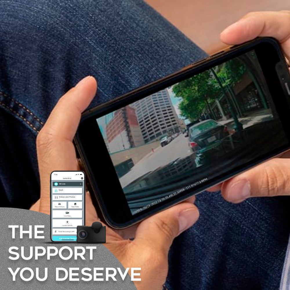 Garmin Dash Cam™ Live Bundle with Portable Power Bank, Car Charger, and Multi-Charging Braided Cable