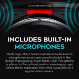 Blackmagic Design Micro Studio Camera 4K G2 with battery, SDI cable, 25' SDI cable, and Cable Ties