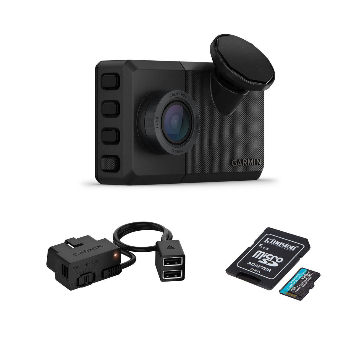 Garmin Dash Cam™ Live Bundle with Constant Power Cable and 128GB MicroSDXC Card