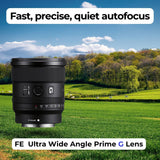 Sony FE 20mm f/1.8 G Ultra-Wide Angle G Lens with Editing Software, 64GB Memory Card Bundle