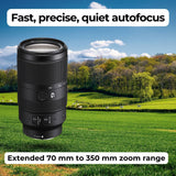 Sony E 70-350mm f/4.5-6.3 G OSS Lens - Telephoto Zoom Lens with 64GB Memory Card, and Camera Bag