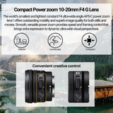 Sony E PZ 10-20mm F4 G APS-C Power Zoom G Lens with Editing Software, 64GB SD Card Bundle