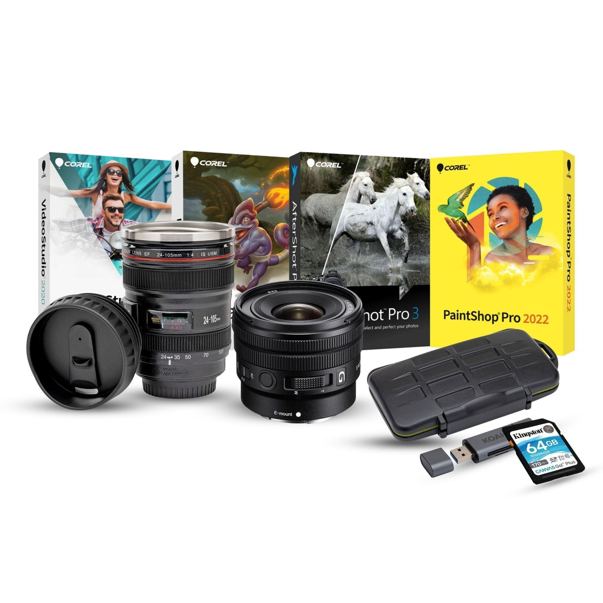 Sony E PZ 10-20mm F4 G APS-C Power Zoom G Lens with Editing Software, 64GB SD Card Bundle