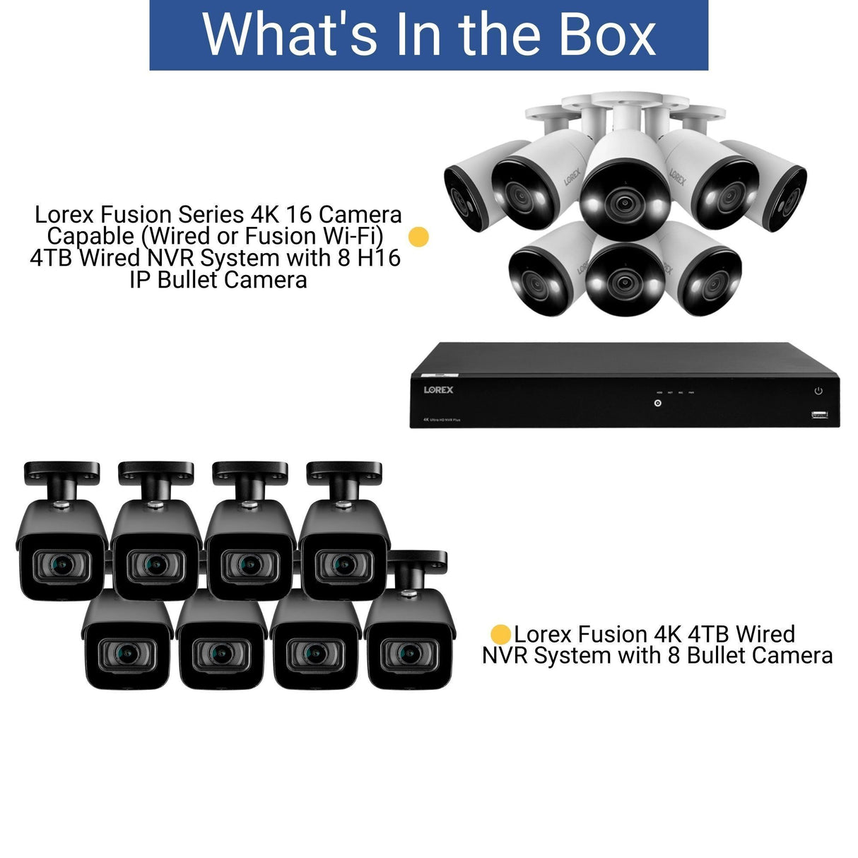 Lorex Fusion 4K 4TB Wired NVR System with 16 Bullet  HD Surveillance Cameras