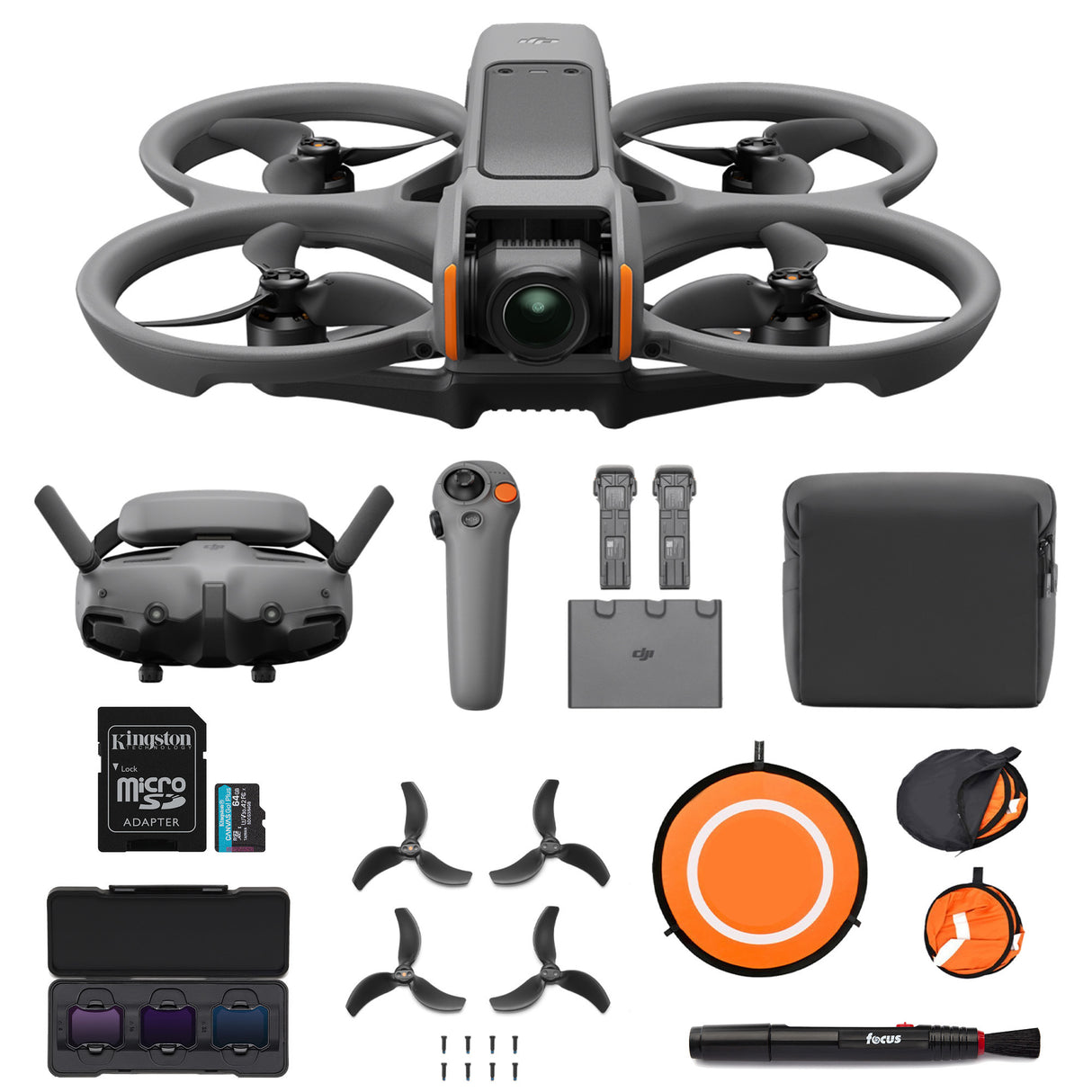DJI Avata 2 Fly More Combo (3 Batteries) with FPV Remote Control 3 , ND Filters Set, and Accessories