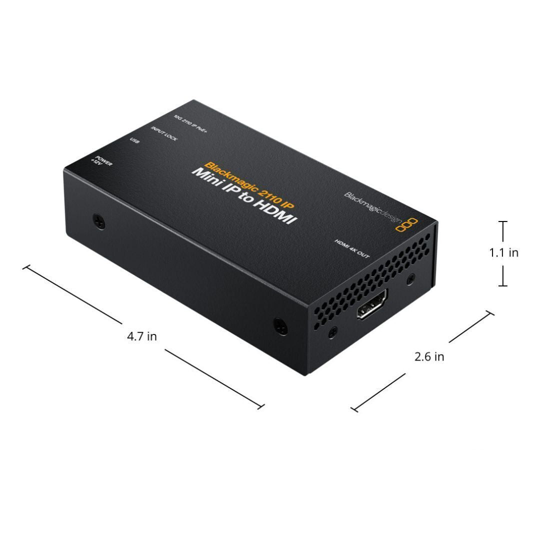 Blackmagic Design 2110 IP Mini IP to HDMI Converter with Compact Design for Monitors and TV (Black)