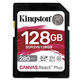 Kingston Canvas React Plus V60 UHS-II 128GB SD Memory Card with 280MB Per Second Read Speed