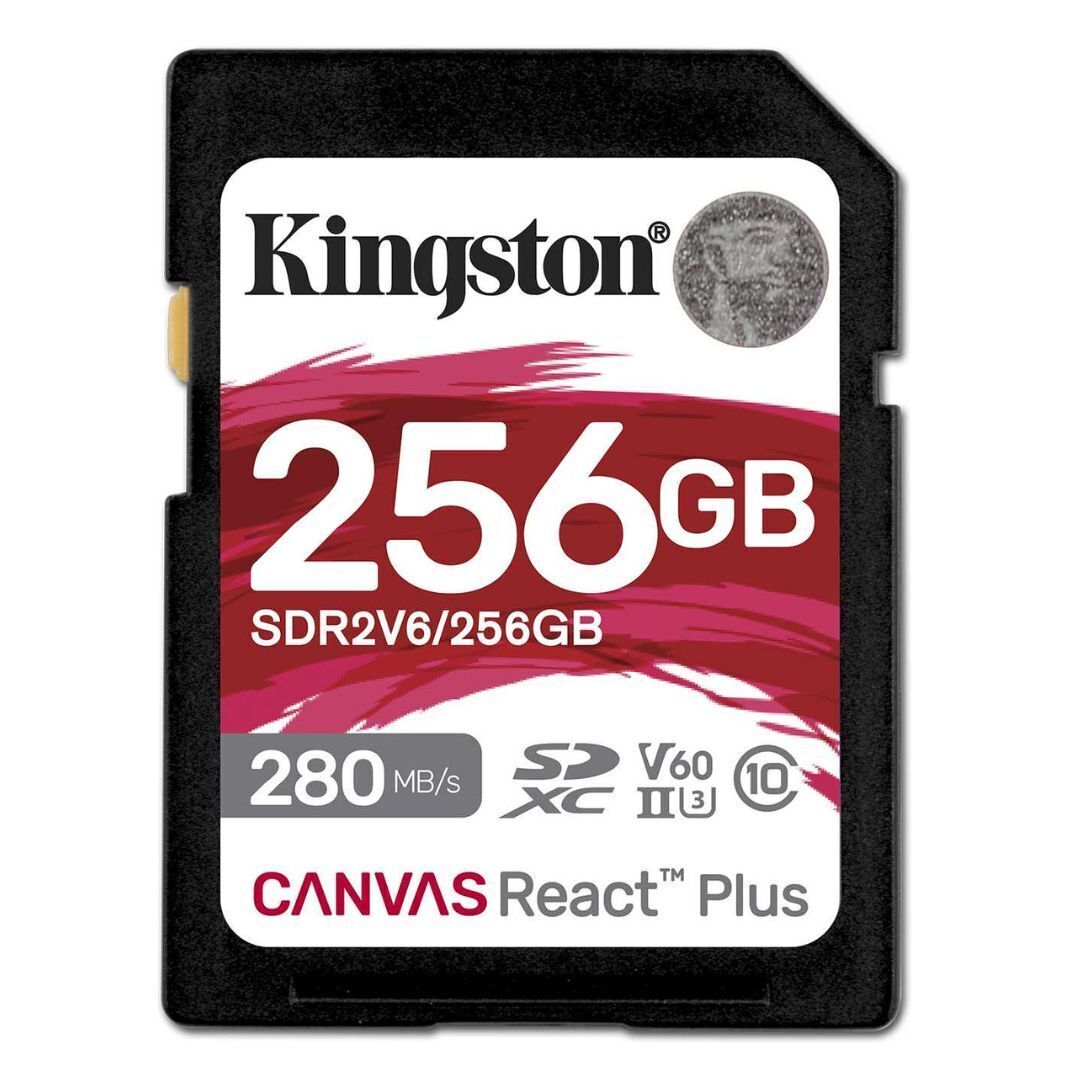 Kingston Canvas React Plus V60 UHS-II 256GB SD Memory Card with 280MB Per Second Read Speed