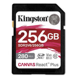 Kingston Canvas React Plus V60 UHS-II 256GB SD Memory Card with 280MB Per Second Read Speed