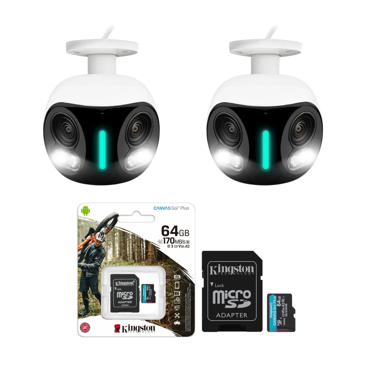 Lorex H20 4K IP Wired Dual Lens Security Camera with 64GB Memory Cards (2-Pack)
