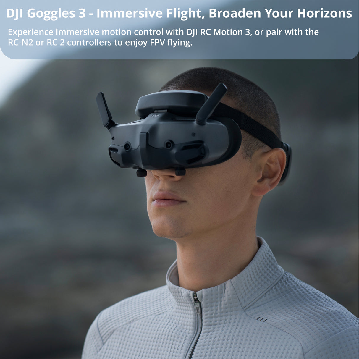 DJI Goggles 3 with DJI RC Motion 3 Bundle with Landing Pad, Weatherproof Case and 64GB SD Card