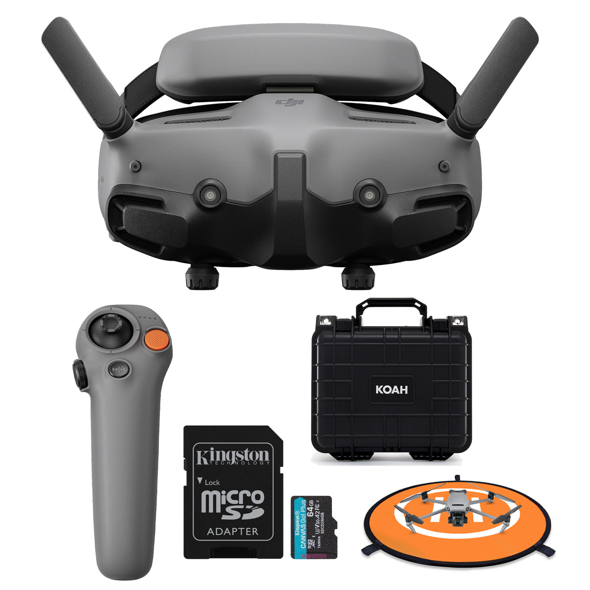 DJI Goggles 3 with DJI RC Motion 3 Bundle with Landing Pad, Weatherproof Case and 64GB SD Card