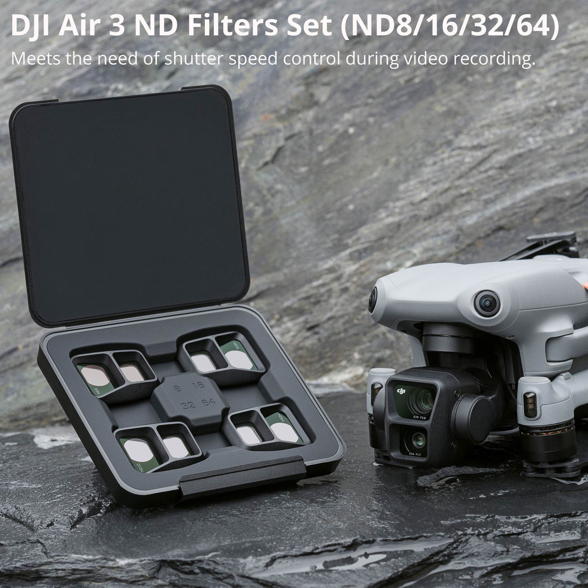 DJI Air 3 ND Filters Set with DJI Wide-Angle Lens for Air 3 and Drone Accessory Bundle
