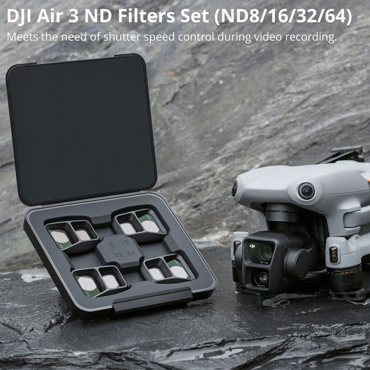DJI Air 3 ND Filters Set with DJI Wide-Angle Lens for Air 3 and Drone Accessory Bundle