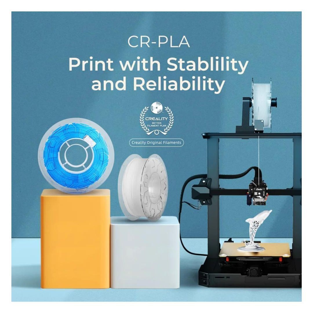 Creality 1.75mm PLA Filament with Precise Spooling Control for Worry-Free 3D Printing (1Kg, White)
